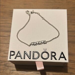 Pandora Silver Bracelet with Sparkling Hearts 7.9in